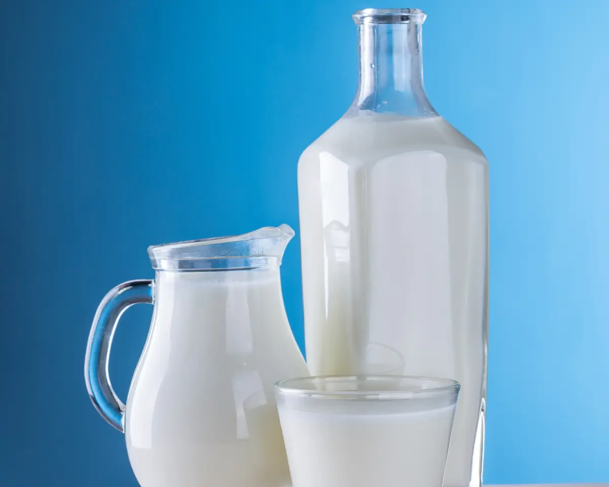 Cup of milk and a bottle of milk