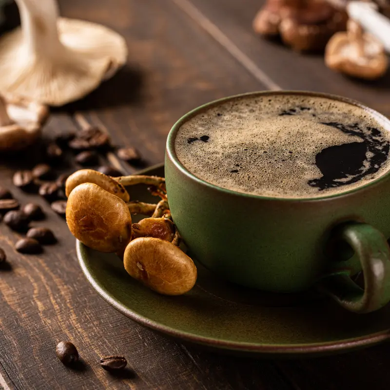 A cup of mushroom coffee