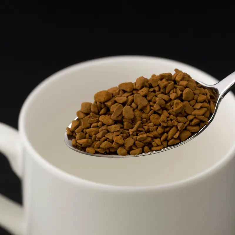 Instant coffee with a white cup