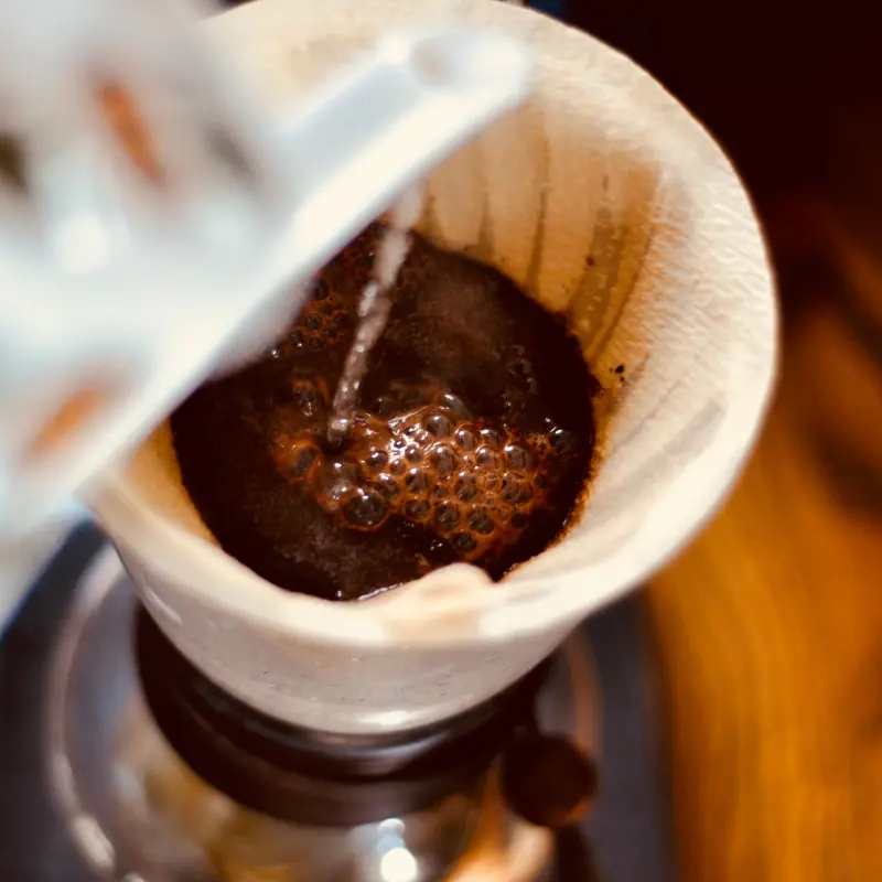 Pouring hot water into a V60