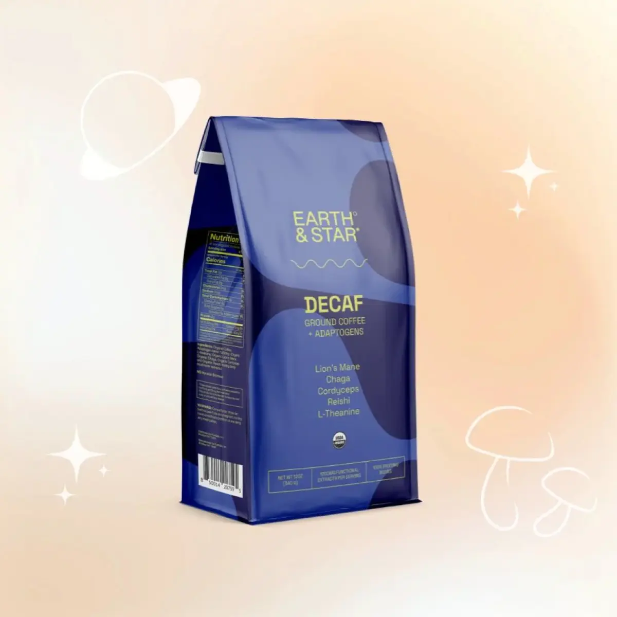 Earth & Star Decaf Ground Coffee + Adaptogens