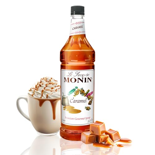 Monin - Caramel Syrup, Rich and Buttery, Great for Desserts, Coffee, and Cocktails, Gluten-Free, Non-GMO (1 Liter)